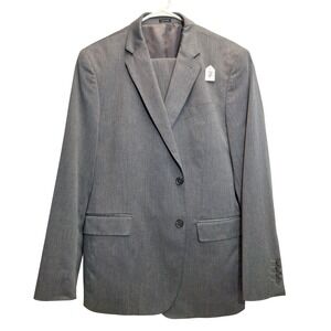 J. Ferrar Men's Slim Fit 2 Piece Suit Gray 44R Jacket 36x32 Pants Stretch Modern